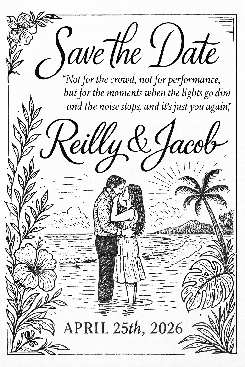 Save the Date - Reilly & Jacob - April 25, 2026 - Bengal Bay, Jamaica